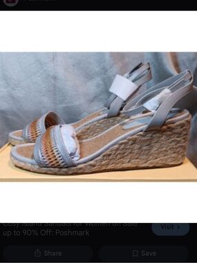 Cosy Island Women's Light Gray Wedge Sandals with Multicolor Braided Strap